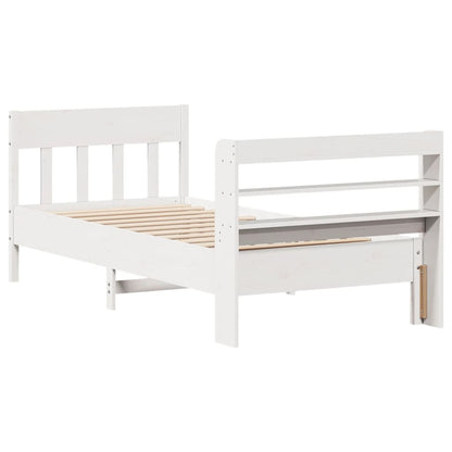 Letto senza Materasso Bianco 75x190 in Legno Massello di Pino - homemem39