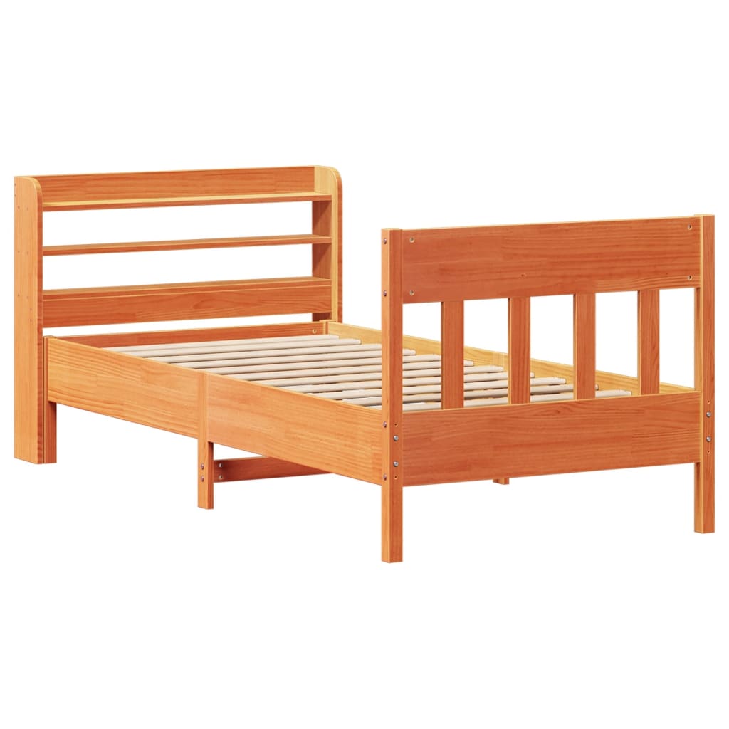Letto senza Materasso Marrone Cera 75x190 cm in Legno di Pino - homemem39