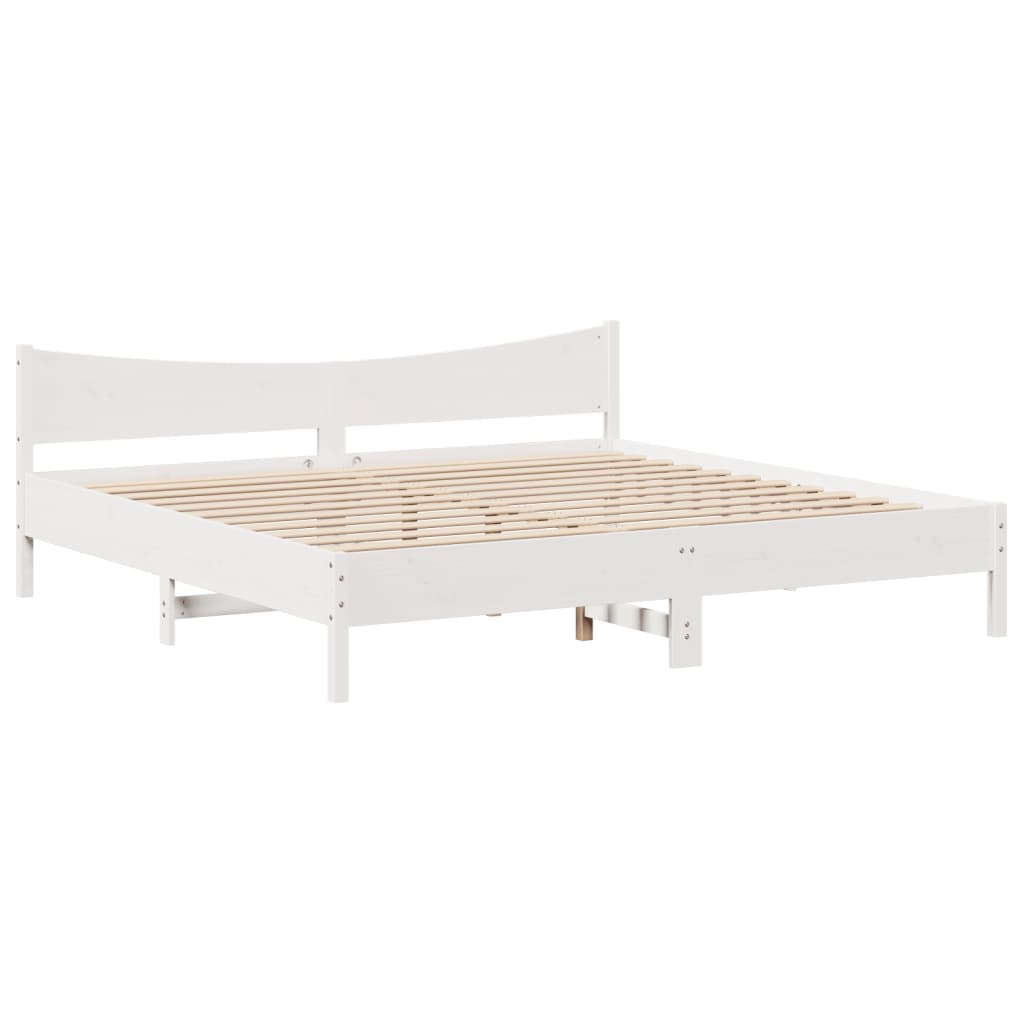 Giroletto con Testiera Bianco 200x200 cm Legno Massello di Pino | homemem39