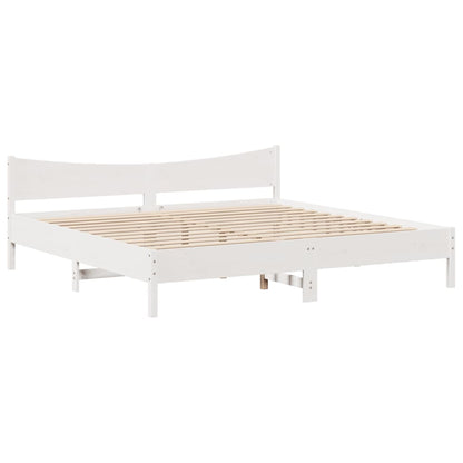 Giroletto con Testiera Bianco 200x200 cm Legno Massello di Pino | homemem39