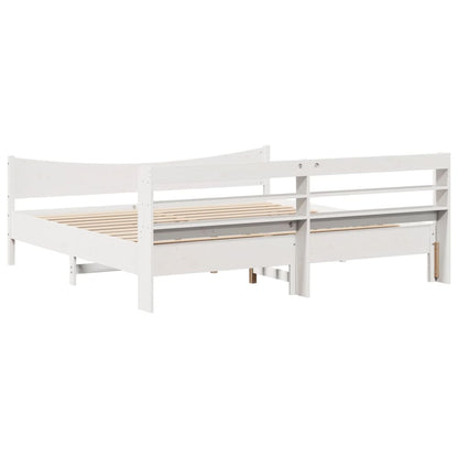 Giroletto con Testiera Bianco 200x200 cm Legno Massello di Pino | homemem39