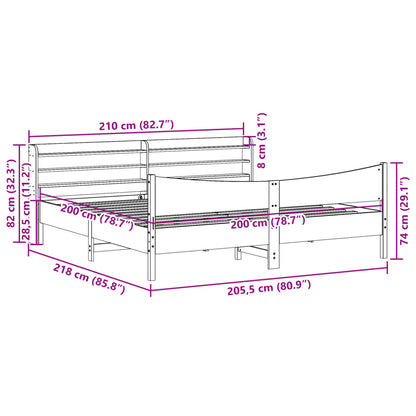 Giroletto con Testiera Bianco 200x200 cm Legno Massello di Pino | homemem39