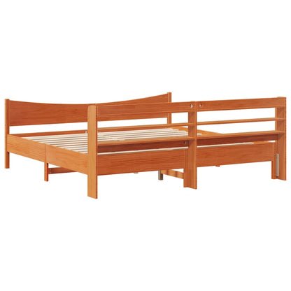 Giroletto con Testiera Marrone Cera 200x200 cm Massello Pino | homemem39