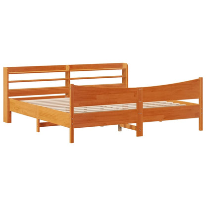 Giroletto con Testiera Marrone Cera 180x200 cm Massello Pino | homemem39