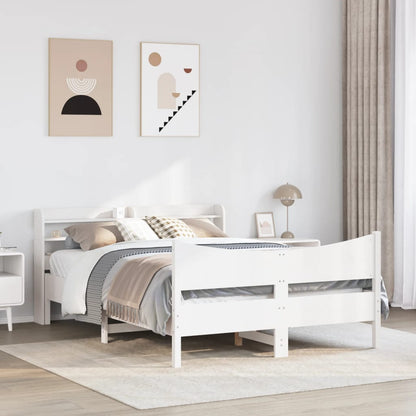Giroletto con Testiera Bianco 160x200 cm Legno Massello di Pino | homemem39