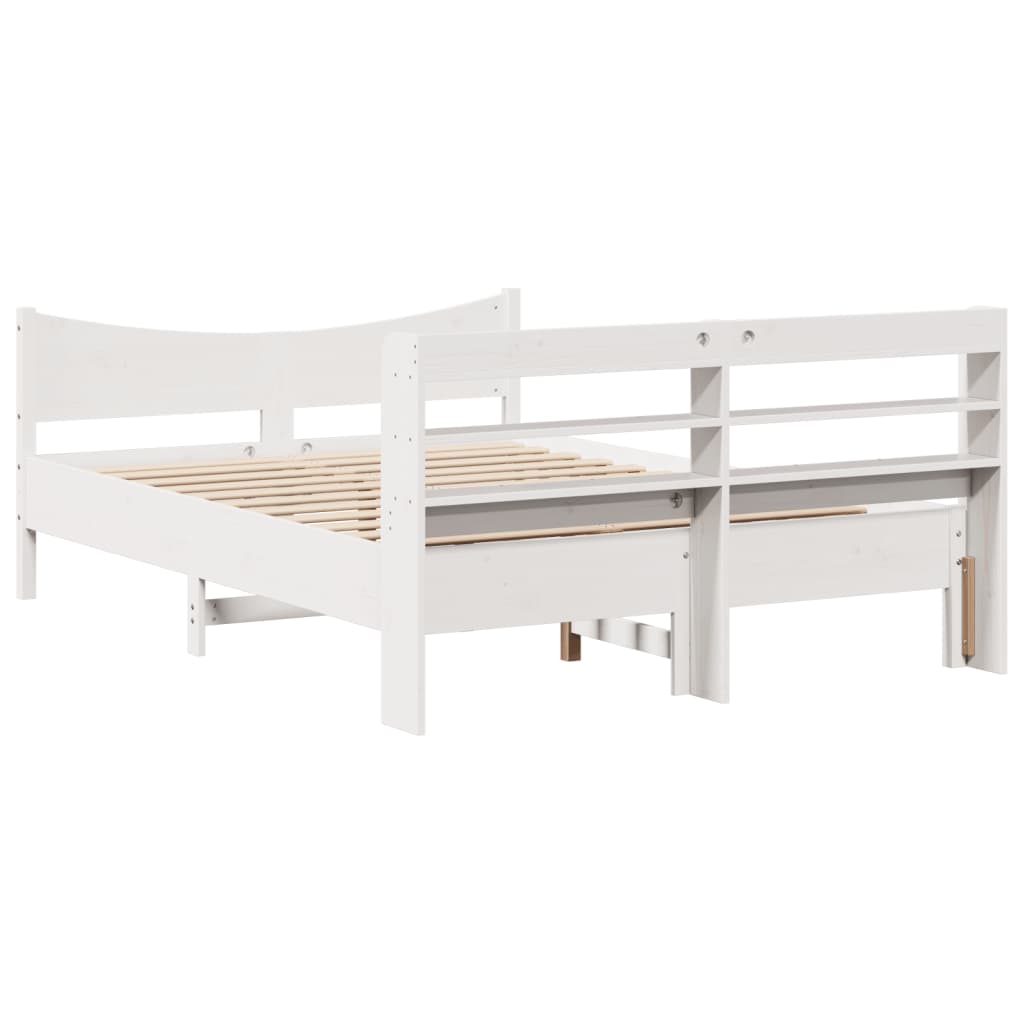 Giroletto con Testiera Bianco 160x200 cm Legno Massello di Pino | homemem39