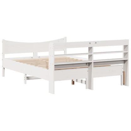 Giroletto con Testiera Bianco 160x200 cm Legno Massello di Pino | homemem39