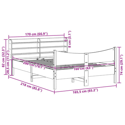 Giroletto con Testiera Bianco 160x200 cm Legno Massello di Pino | homemem39