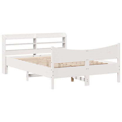 Giroletto con Testiera Bianco 150x200 cm Legno Massello di Pino | homemem39