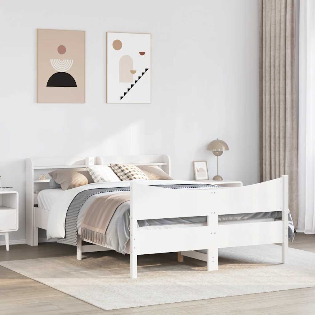 Giroletto con Testiera Bianco 150x200 cm Legno Massello di Pino | homemem39