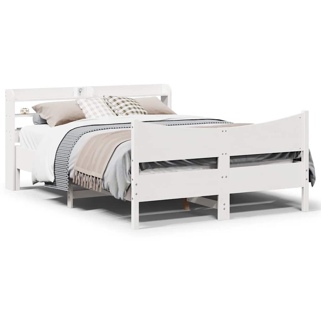 Giroletto con Testiera Bianco 150x200 cm Legno Massello di Pino | homemem39