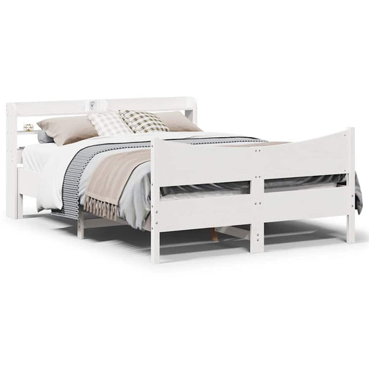 Giroletto con Testiera Bianco 150x200 cm Legno Massello di Pino | homemem39