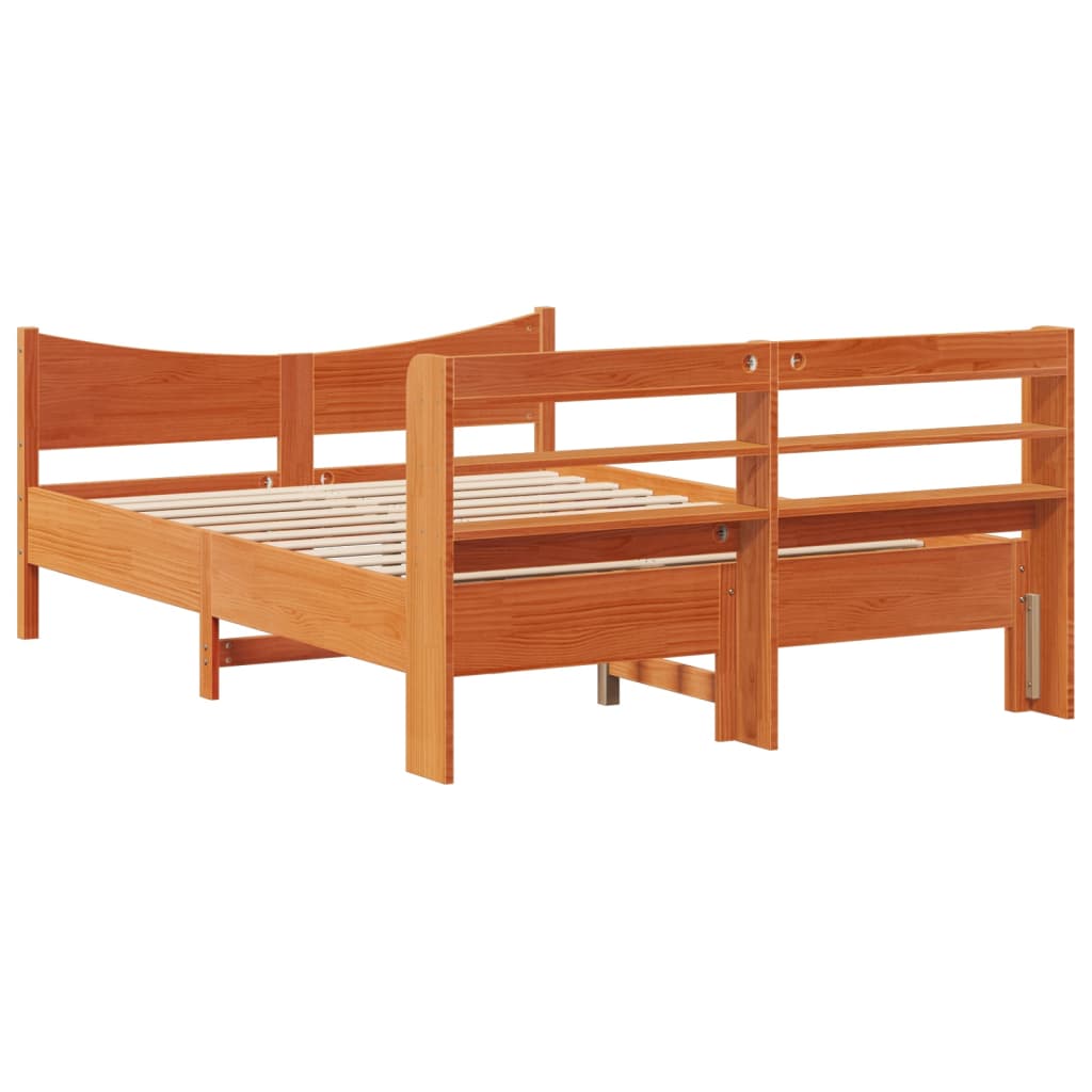 Giroletto con Testiera Marrone Cera 120x200 cm Massello Pino | homemem39