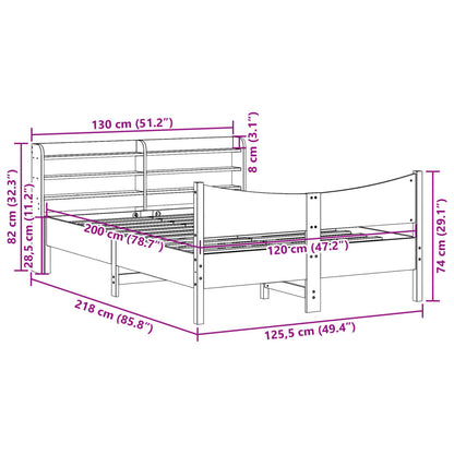 Giroletto con Testiera Marrone Cera 120x200 cm Massello Pino | homemem39