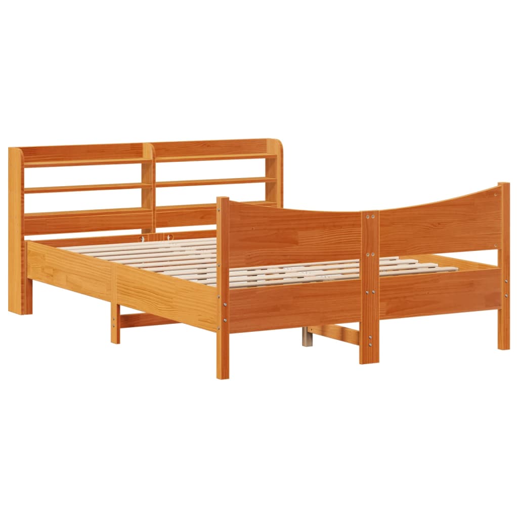 Giroletto con Testiera Marrone Cera 140x190 cm Massello Pino | homemem39