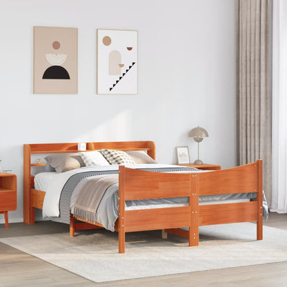 Giroletto con Testiera Marrone Cera 140x190 cm Massello Pino | homemem39