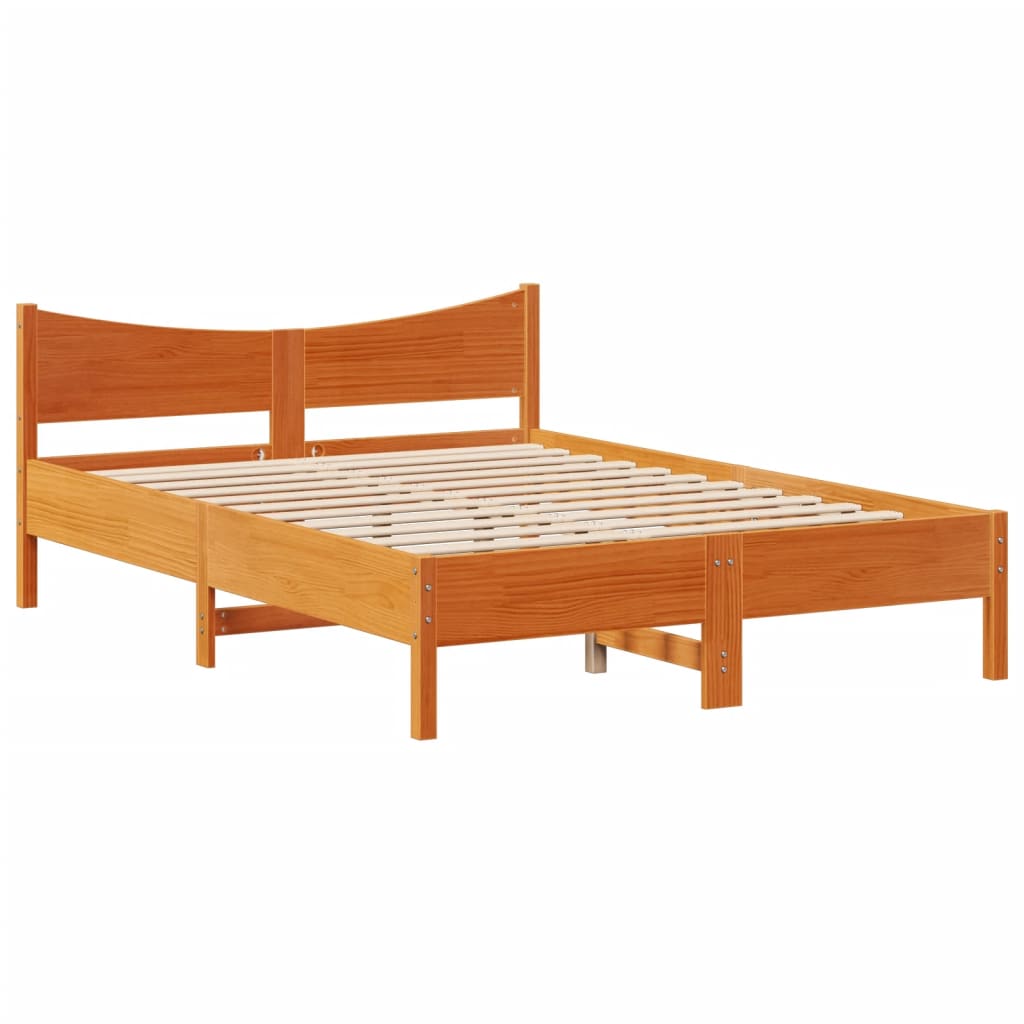 Giroletto con Testiera Marrone Cera 140x190 cm Massello Pino | homemem39
