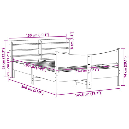 Giroletto con Testiera Marrone Cera 140x190 cm Massello Pino | homemem39