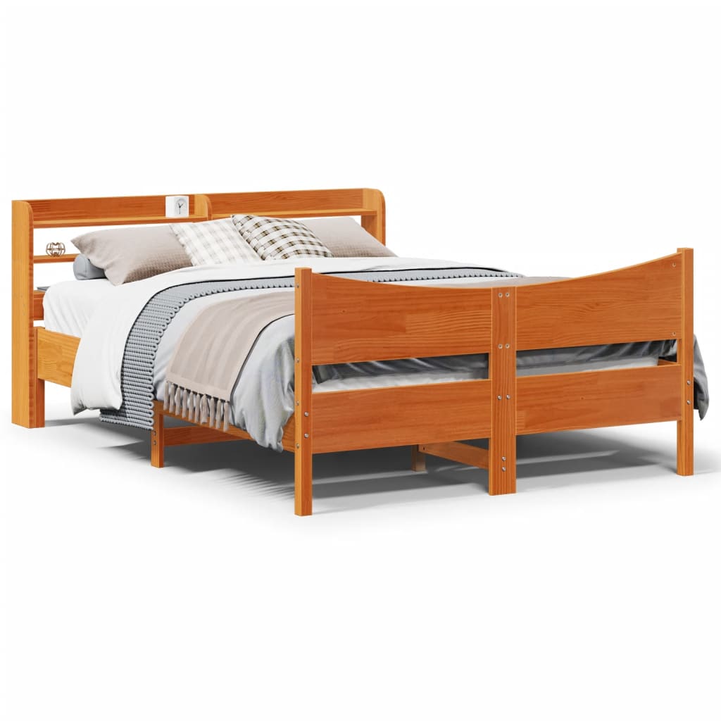Giroletto con Testiera Marrone Cera 140x190 cm Massello Pino | homemem39