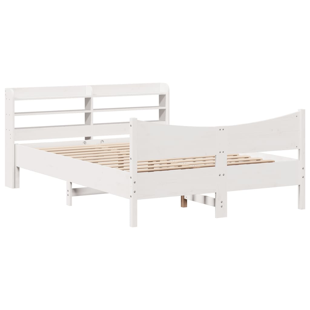 Giroletto con Testiera Bianco 135x190 cm Legno Massello di Pino | homemem39
