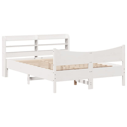 Giroletto con Testiera Bianco 135x190 cm Legno Massello di Pino | homemem39