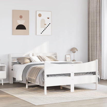 Giroletto con Testiera Bianco 135x190 cm Legno Massello di Pino | homemem39