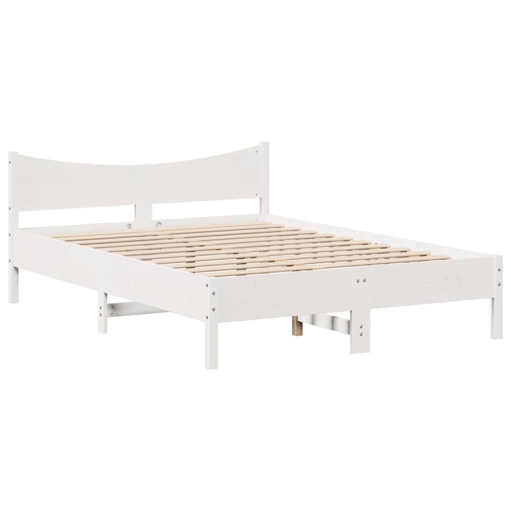 Giroletto con Testiera Bianco 135x190 cm Legno Massello di Pino | homemem39