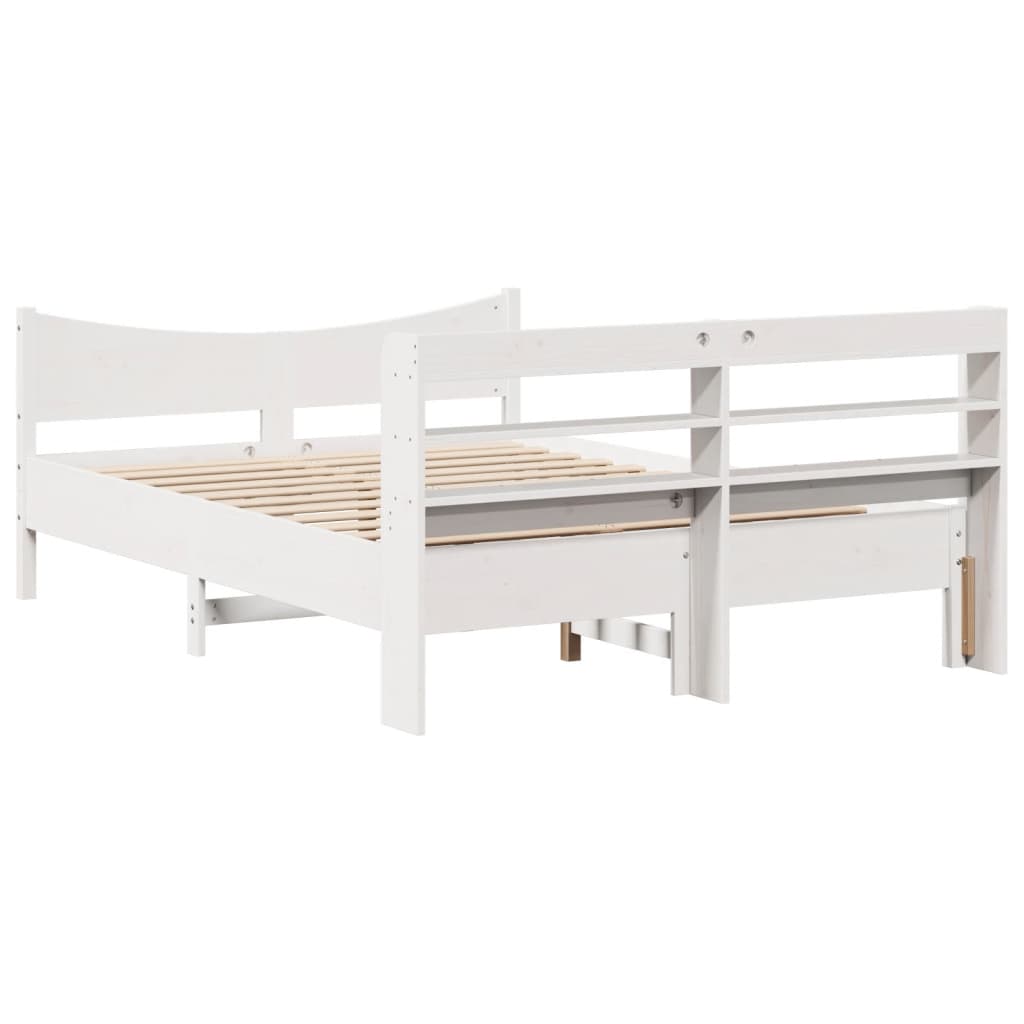 Giroletto con Testiera Bianco 135x190 cm Legno Massello di Pino | homemem39