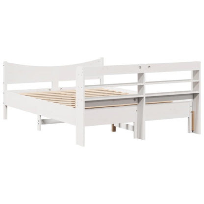 Giroletto con Testiera Bianco 135x190 cm Legno Massello di Pino | homemem39
