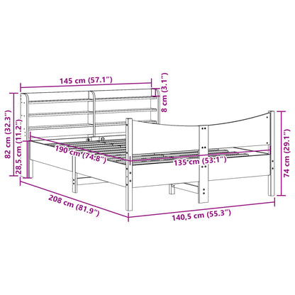 Giroletto con Testiera Bianco 135x190 cm Legno Massello di Pino | homemem39
