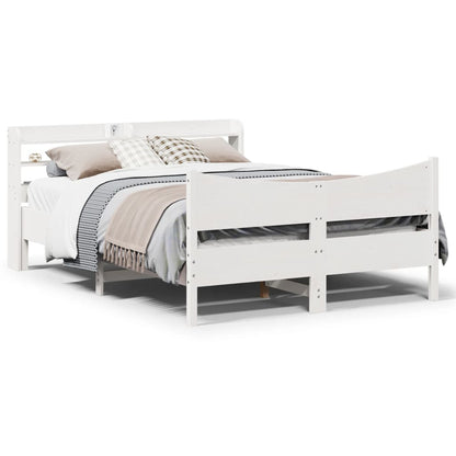 Giroletto con Testiera Bianco 135x190 cm Legno Massello di Pino | homemem39