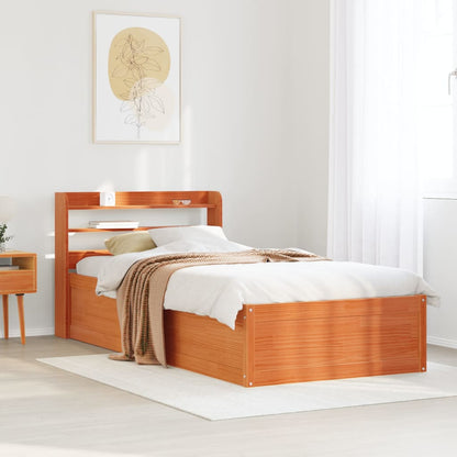 Giroletto con Testiera Marrone Cera 100x200 cm Massello Pino | homemem39