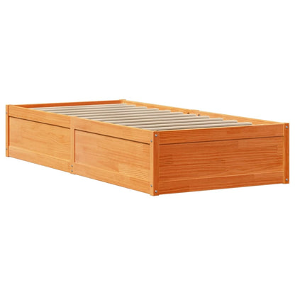 Giroletto con Testiera Marrone Cera 100x200 cm Massello Pino | homemem39