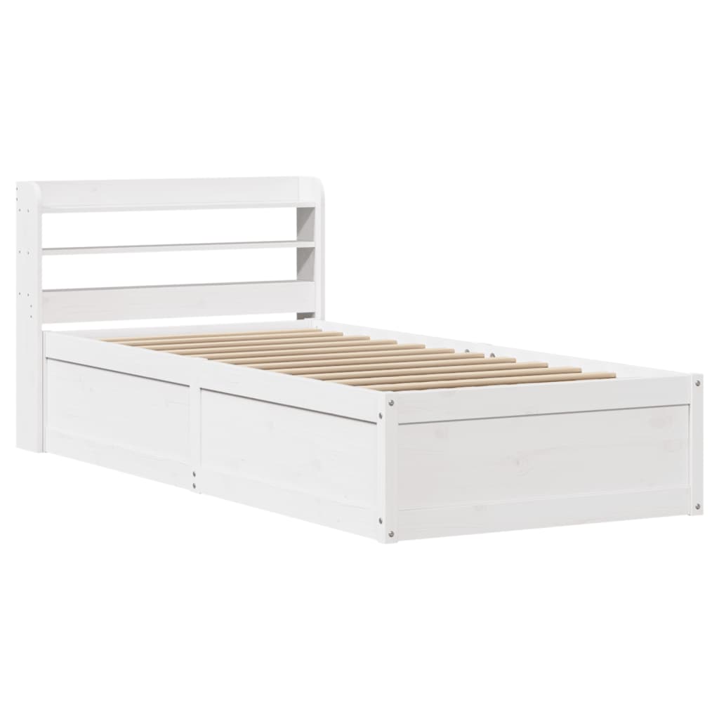 Giroletto con Testiera Bianco 90x190 cm Legno Massello di Pino | homemem39