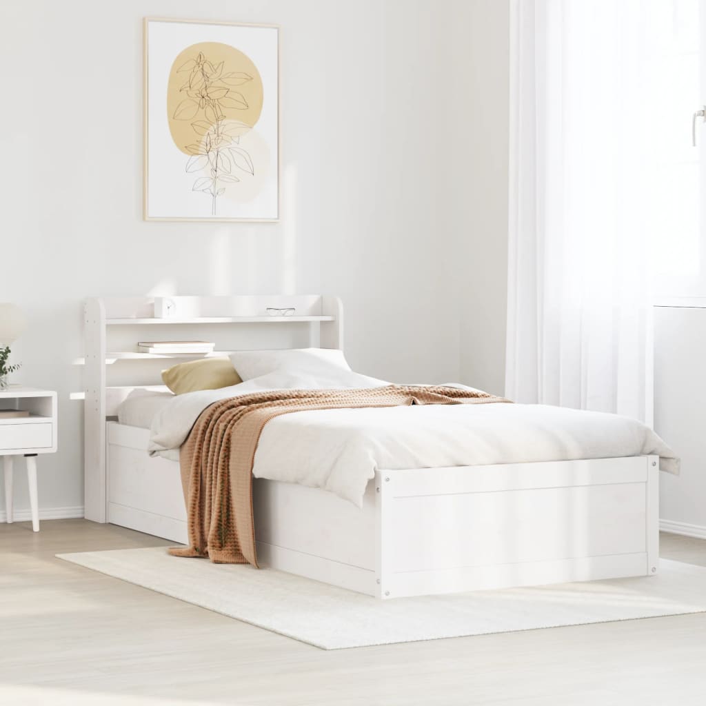 Giroletto con Testiera Bianco 90x190 cm Legno Massello di Pino | homemem39