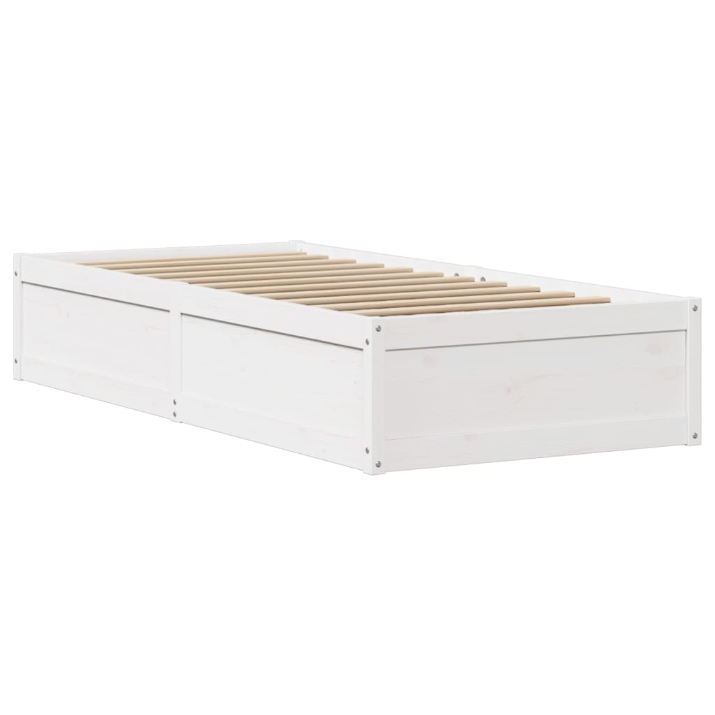 Giroletto con Testiera Bianco 90x190 cm Legno Massello di Pino | homemem39