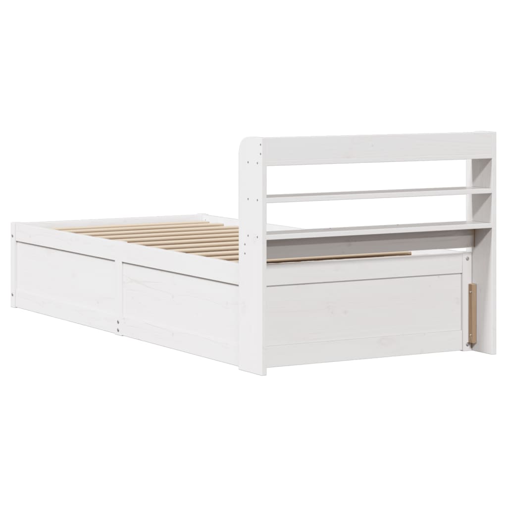 Giroletto con Testiera Bianco 90x190 cm Legno Massello di Pino | homemem39