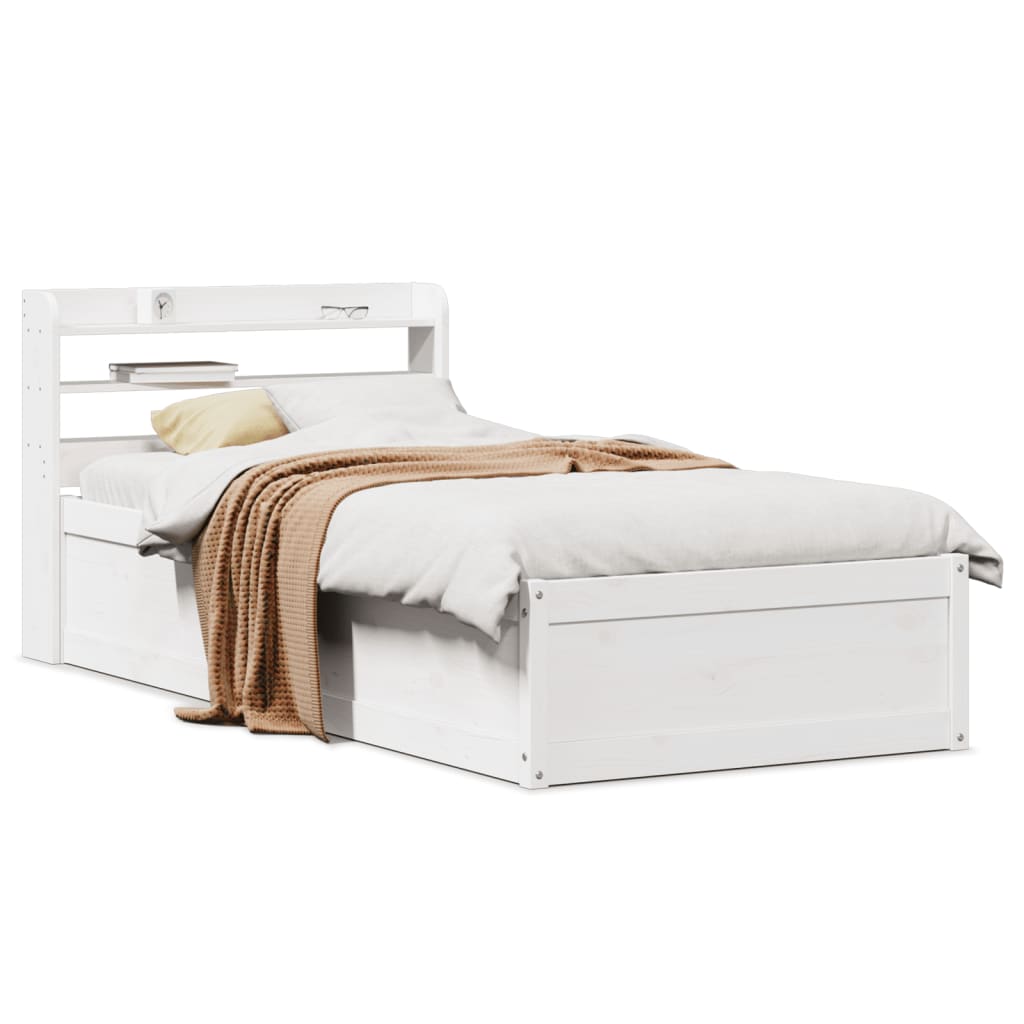 Giroletto con Testiera Bianco 90x190 cm Legno Massello di Pino | homemem39