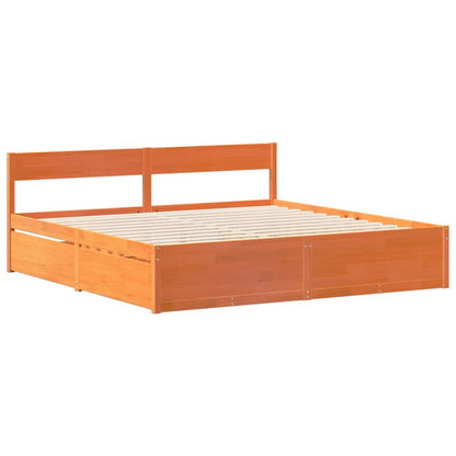 Letto senza Materasso Marrone Cera 200x200 cm in Legno di Pino