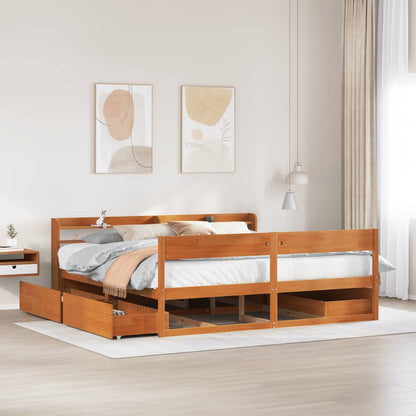 Letto senza Materasso Marrone Cera 180x200 cm in Legno di Pino | homemem39