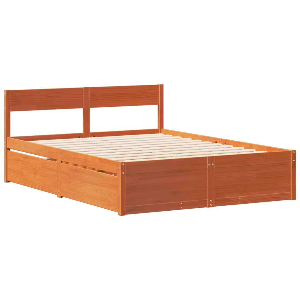 Letto senza Materasso Marrone Cera 160x200 cm in Legno di Pino - homemem39