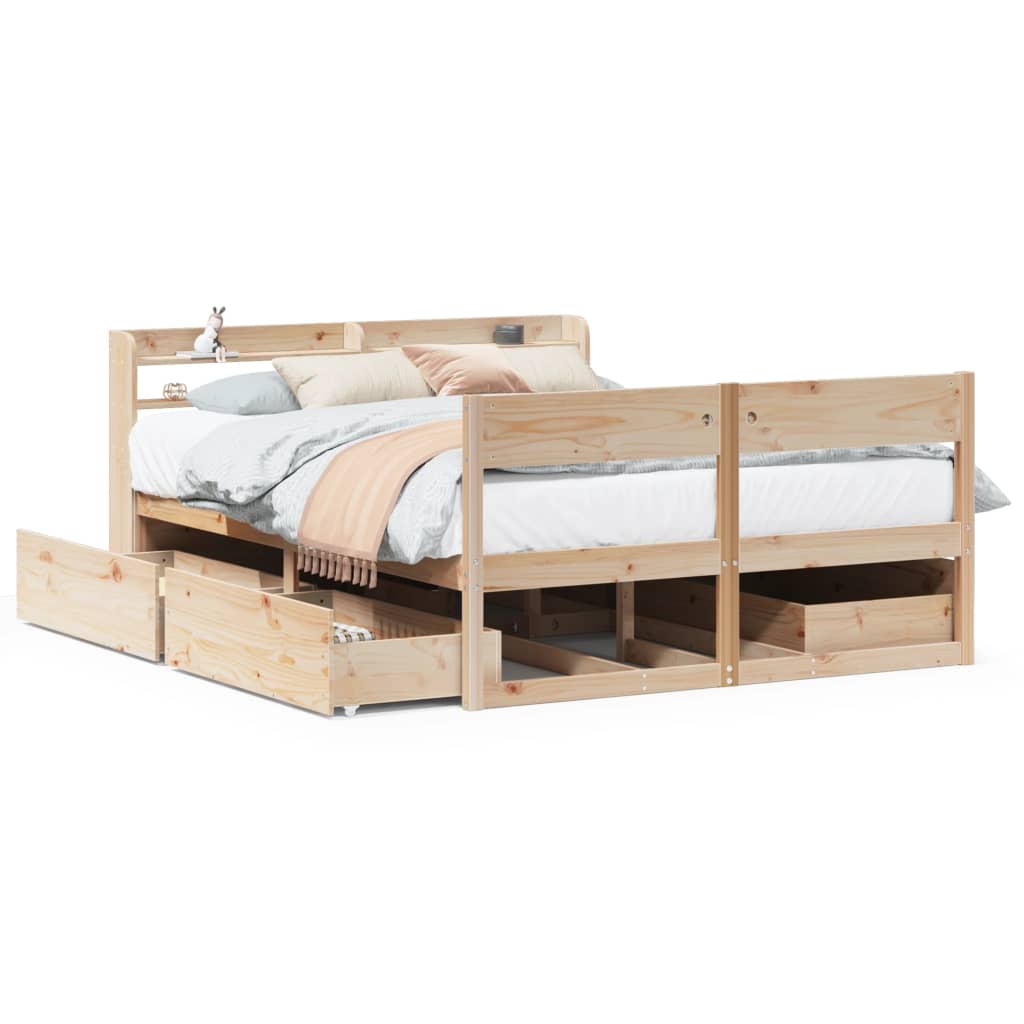 Letto senza Materasso 150x200 cm in Legno Massello di Pino | homemem39