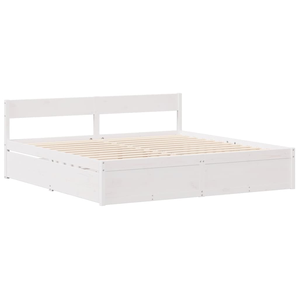 Letto senza Materasso Bianco 150x200 cm Legno Massello di Pino - homemem39