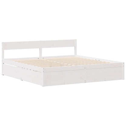 Letto senza Materasso Bianco 150x200 cm Legno Massello di Pino - homemem39