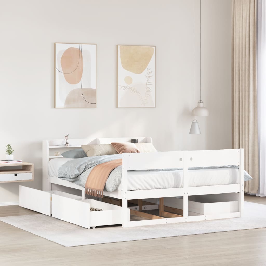 Letto senza Materasso Bianco 120x200 cm Legno Massello di Pino - homemem39