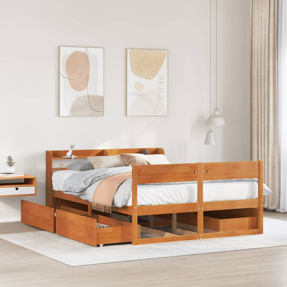Letto senza Materasso Marrone Cera 120x200 cm in Legno di Pino | homemem39