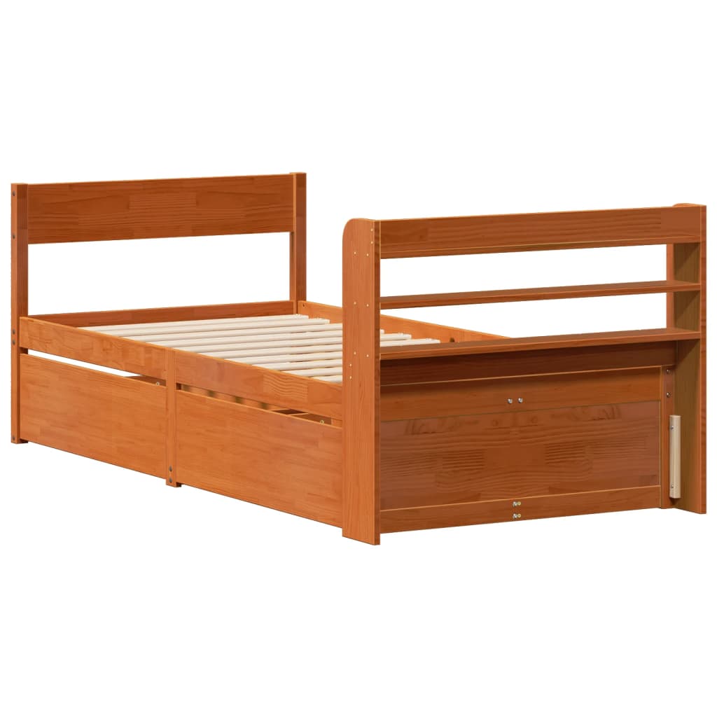 Letto senza Materasso Marrone Cera 100x200 cm in Legno di Pino