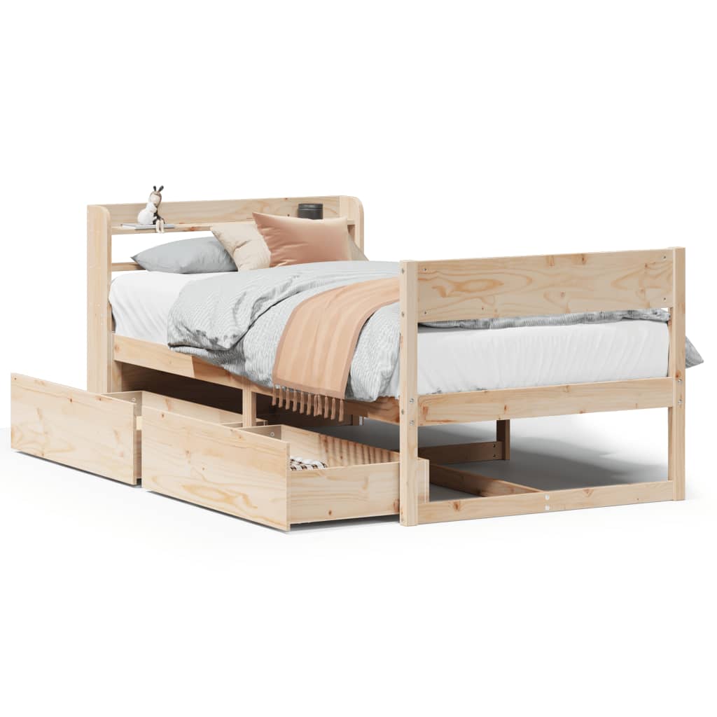 Letto senza Materasso 90x200 cm in Legno Massello di Pino - homemem39