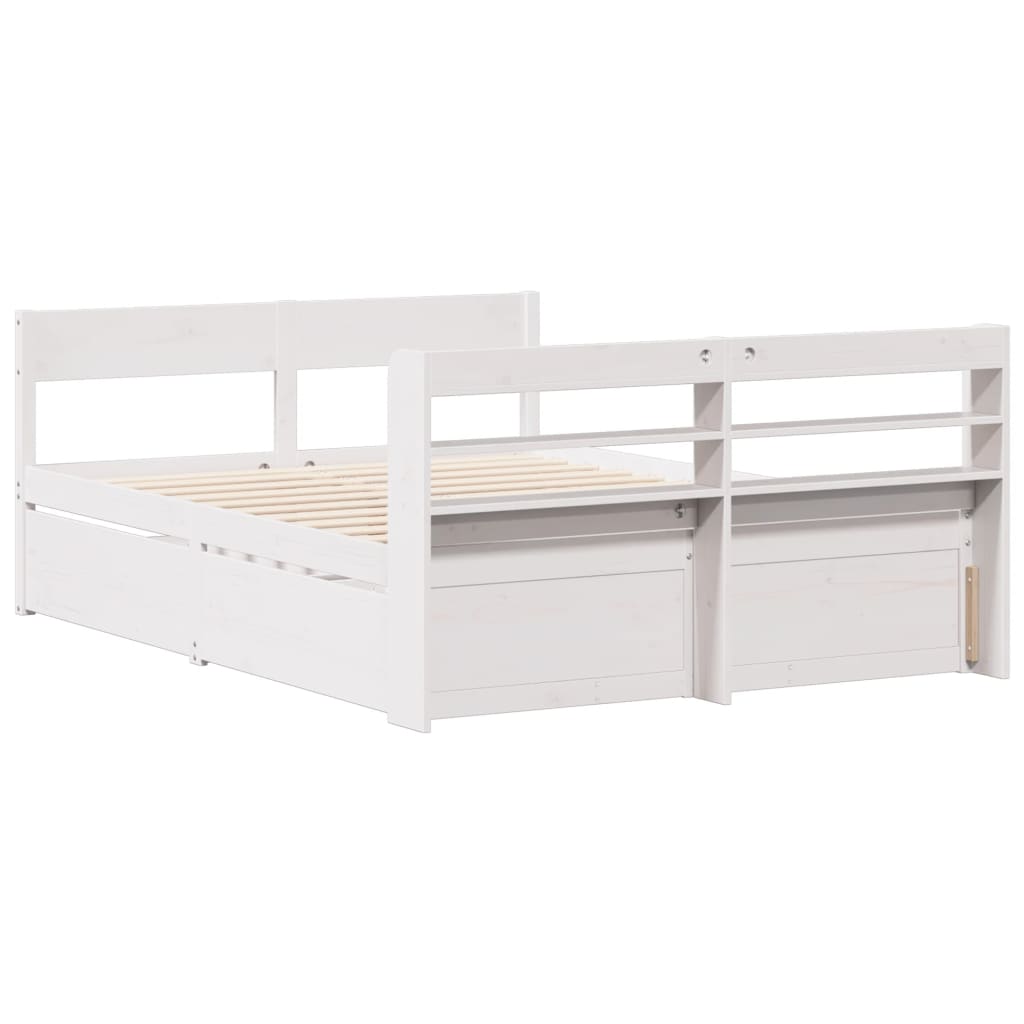 Letto senza Materasso Bianco 140x190 cm Legno Massello di Pino - homemem39