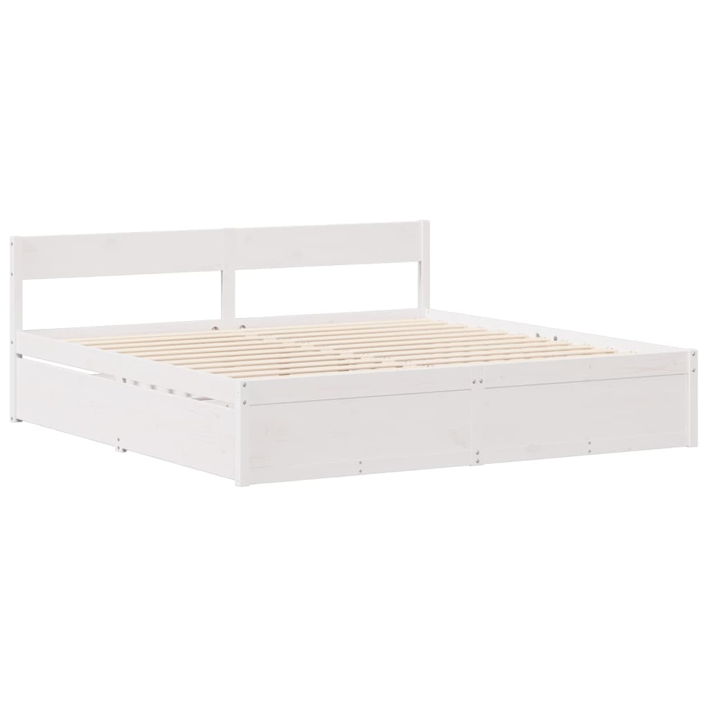 Letto senza Materasso Bianco 135x190 cm Legno Massello di Pino